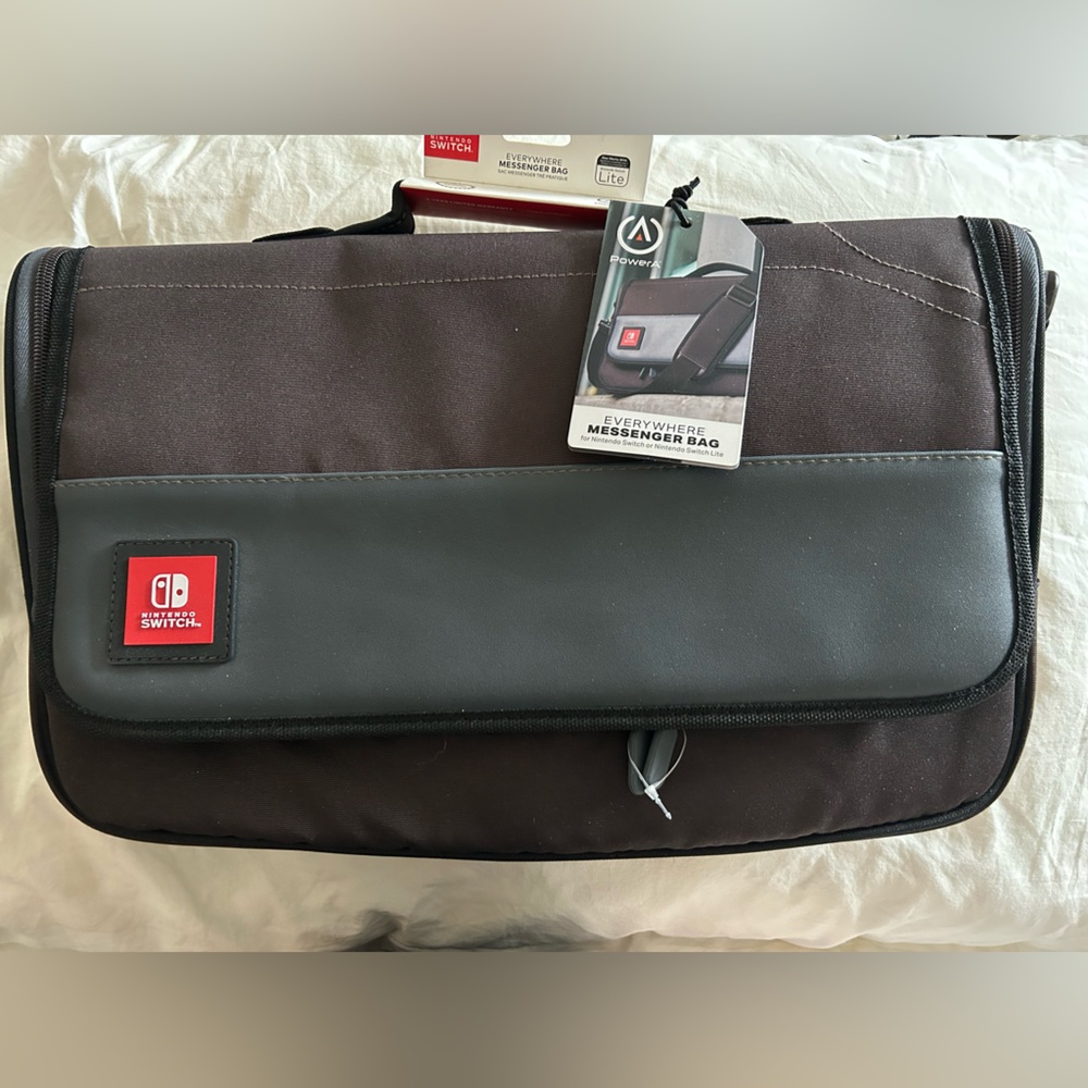 New Nintendo Brown Messenger Bag with Red Switch Badge